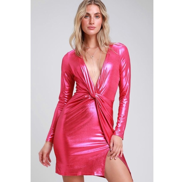 Lulu's Dresses & Skirts - LULU'S Glow Like Me Hot Pink Metallic Dress - NWT Lulu's Dresses & Skirts - LULU'S Glow Like Me Hot Pink Metallic Dress - NWT
